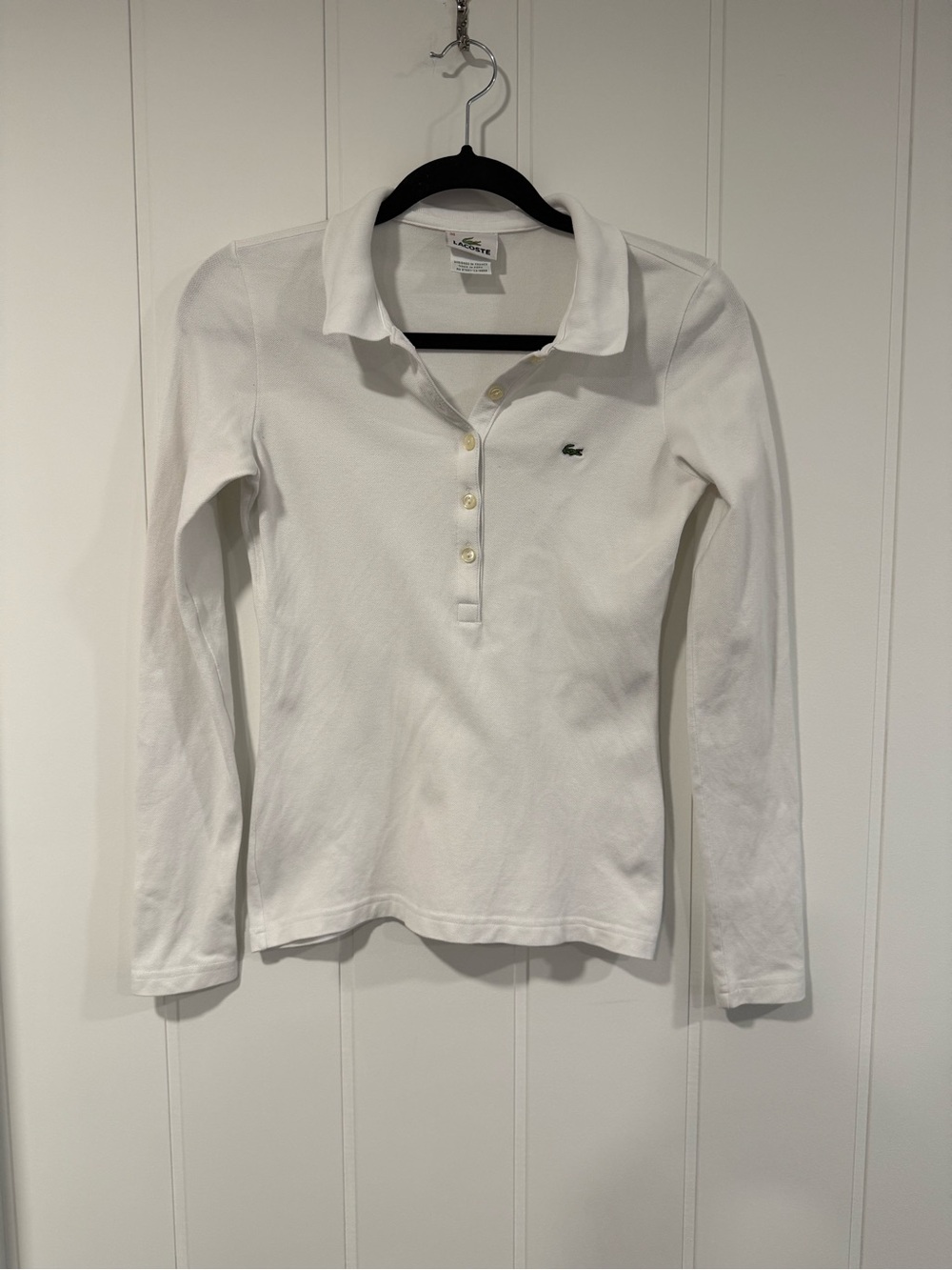 Lacoste White Long-Sleeve Polo Shirt